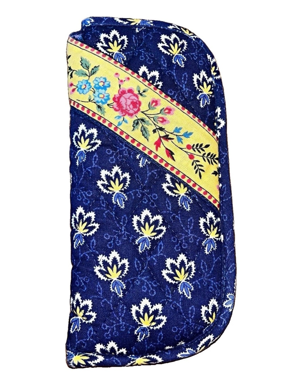 Vera Bradley MAISON BLUE Soft Cloth Eyeglasses Case Blue Yellow Floral Print